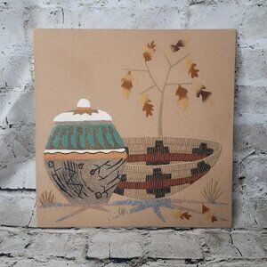 Vtg Navajo Native American Sand Painting Pottery Vessels Tsosie Yazziev